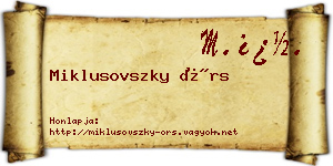 Miklusovszky Örs névjegykártya